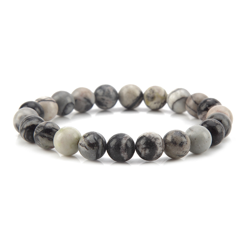 Grey patterned stone bracelet 9097-W0104