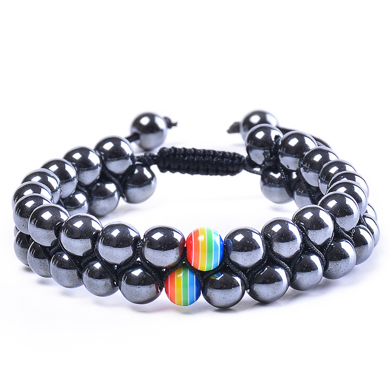 Black magnet double bracelet