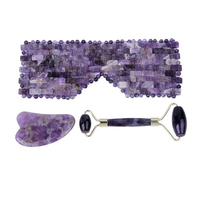 Amethyst massager with scraping plate and eyeshade gift pack