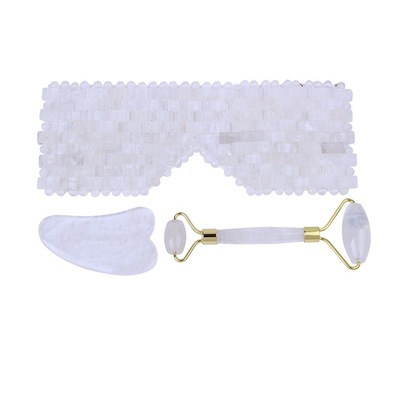 2:Clear Quartz massager with scraping plate and eyeshade gift pack