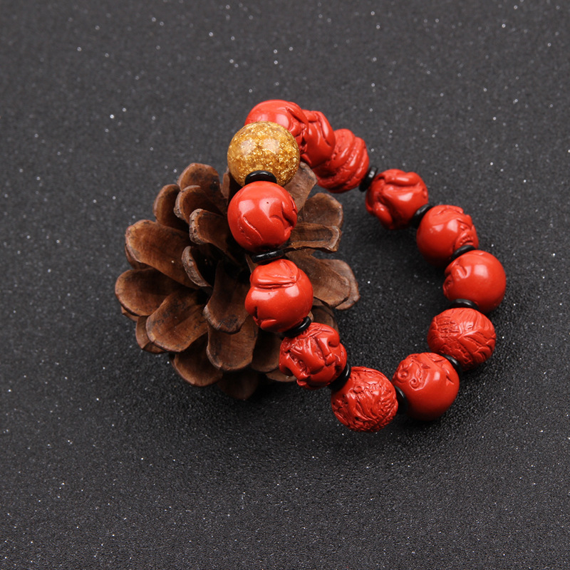 Cinnabar zodiac gold leaf bead style