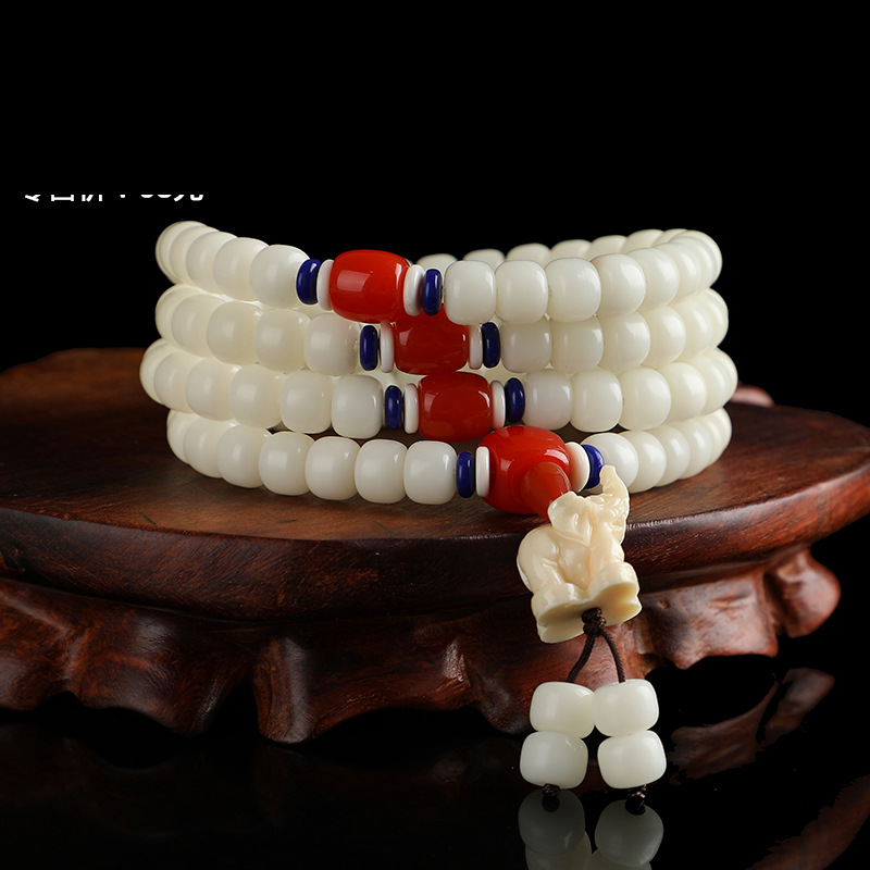8x10 white jade bodhi with accessories (imitation of hippo tooth elephant)