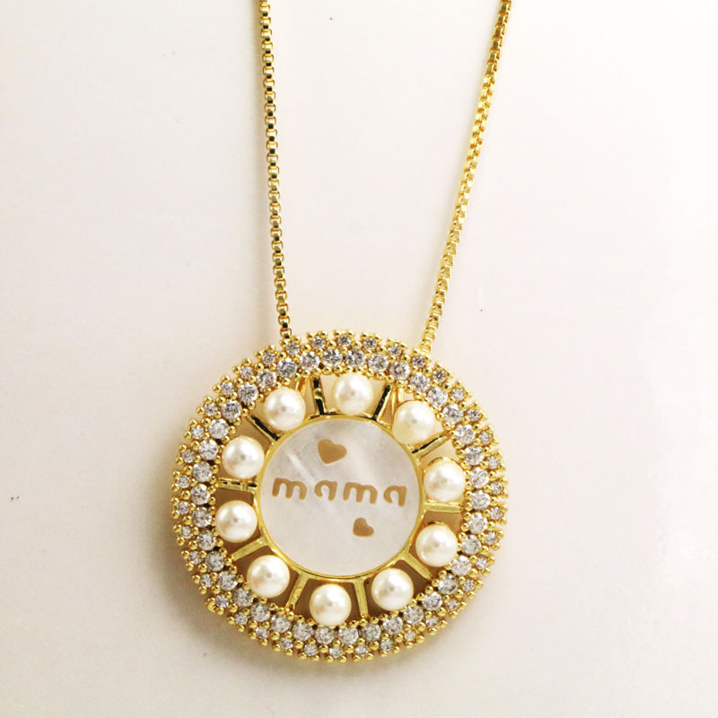 1:Mama letter necklace, 3.1*3.1cm,45 0.5cm