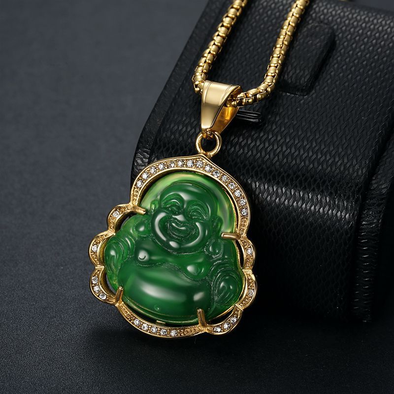 Gold and green Buddha single pendant