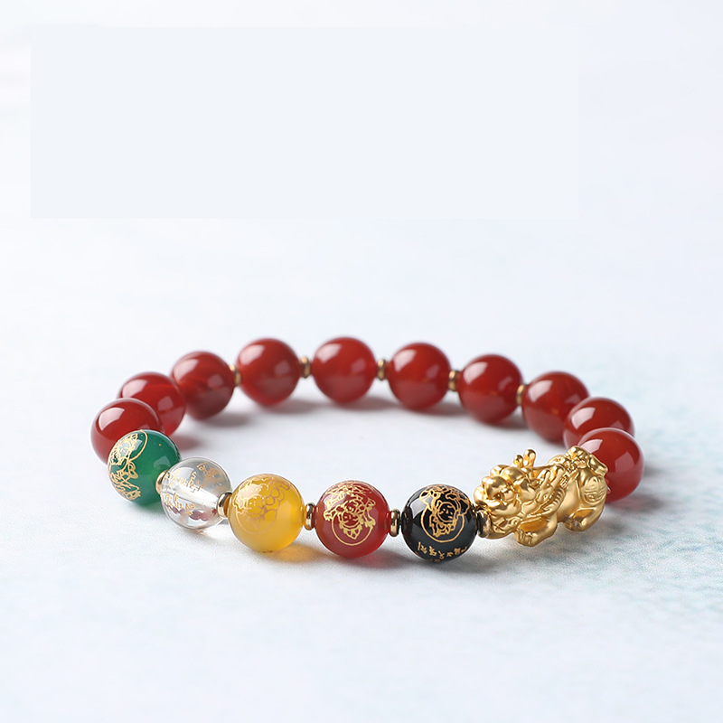 1:10mm red agate with five routes of the god of wealth