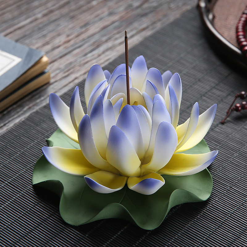 Blue yellow lotus + lotus leaf bottom