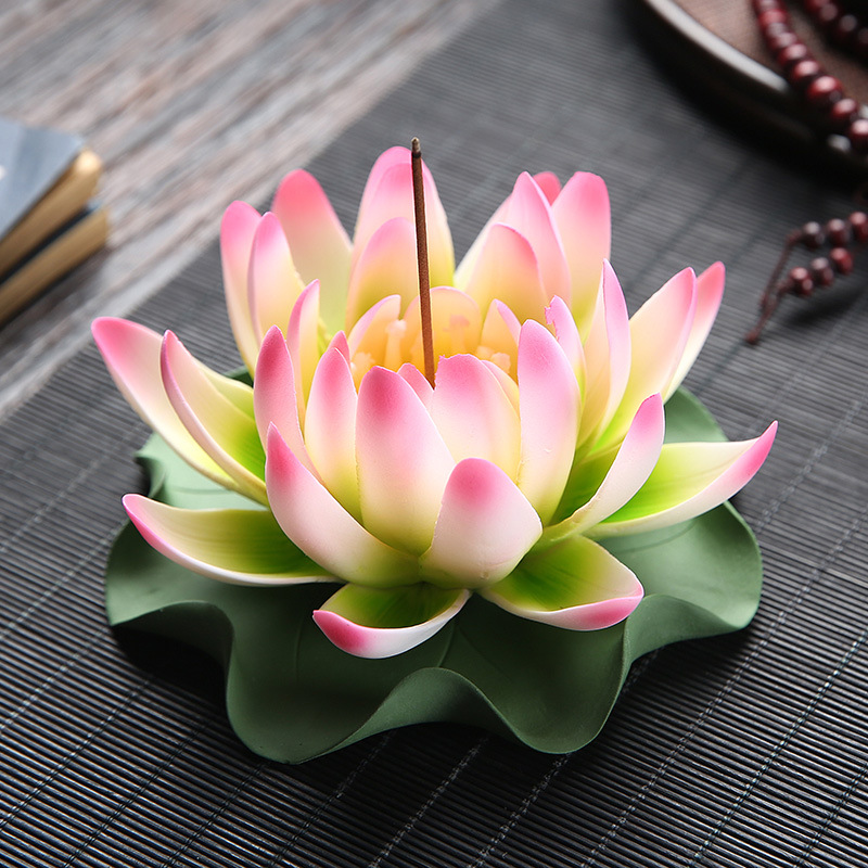 Pink green lotus + lotus leaf bottom