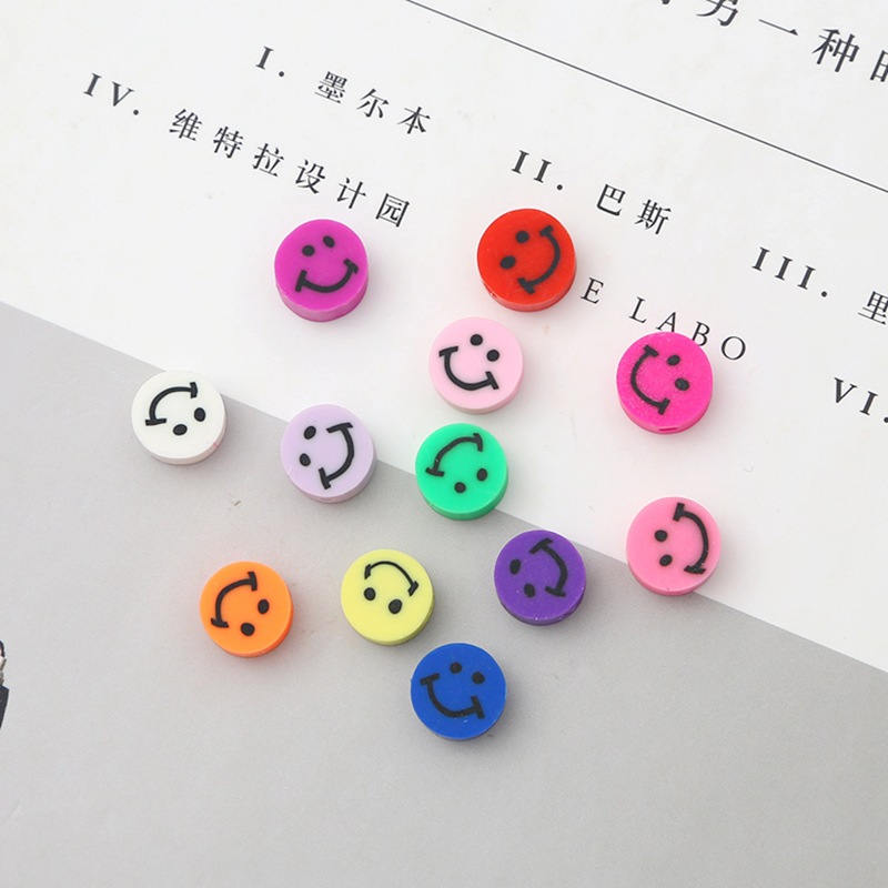 Smiley face color mixing diameter 10mm thick 5mm aperture about 2mm 10 / bag