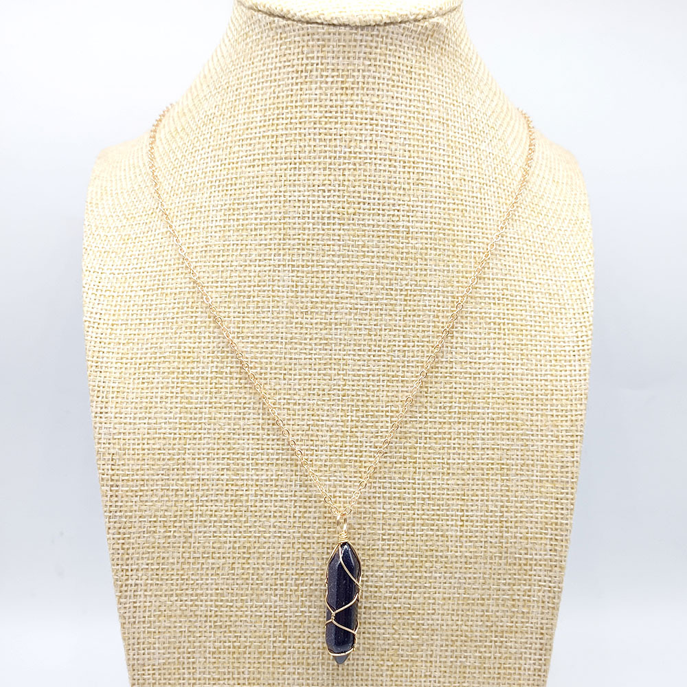 Blue goldstone with chain