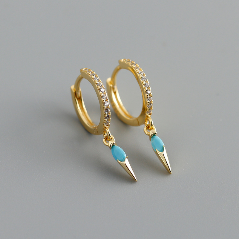 gold color plated with blue turquoise