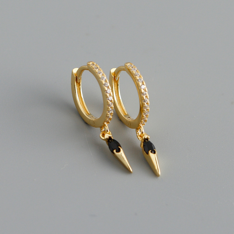 gold color plated with black rhinestone