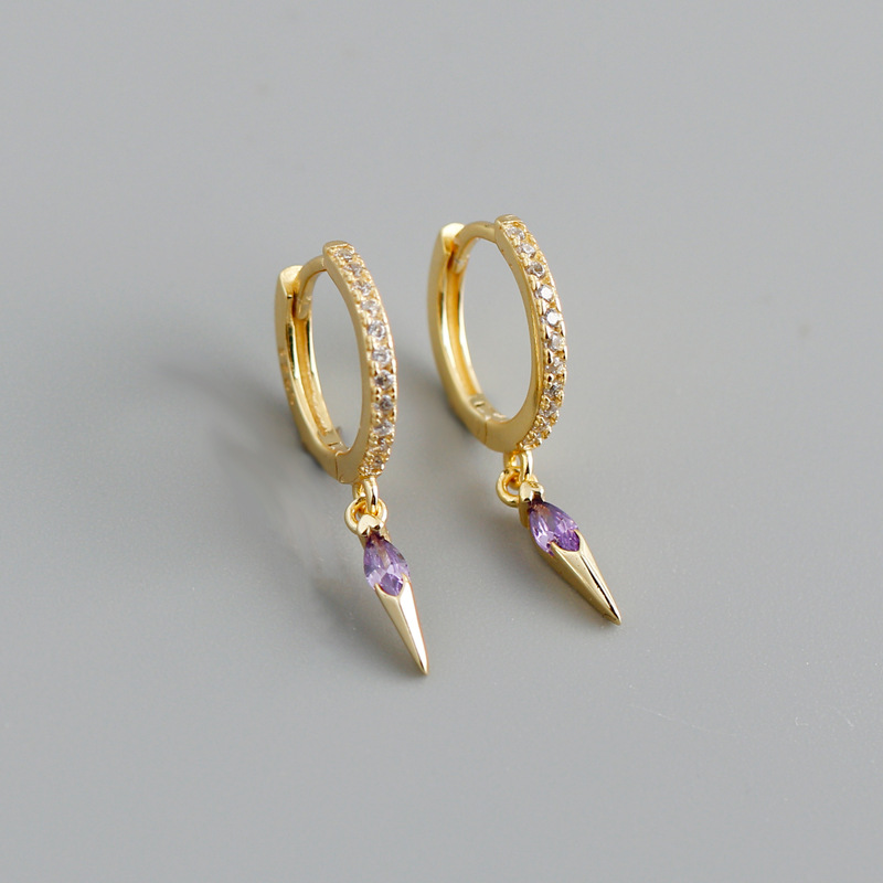 7:color oro plateado con diamantes de imitación púrpura