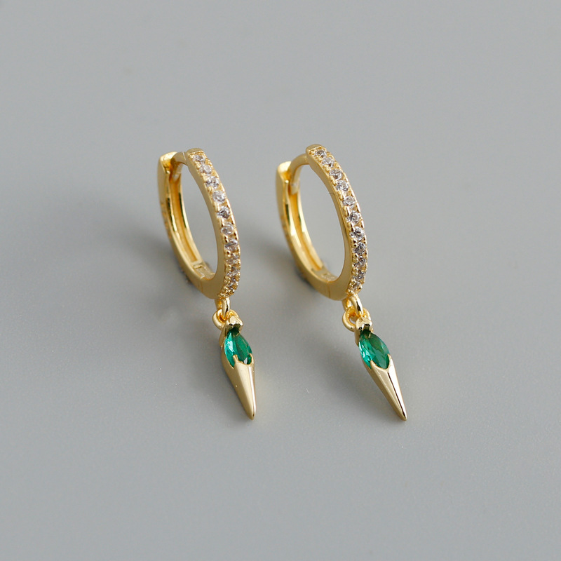 real gold plated with green rhinestone