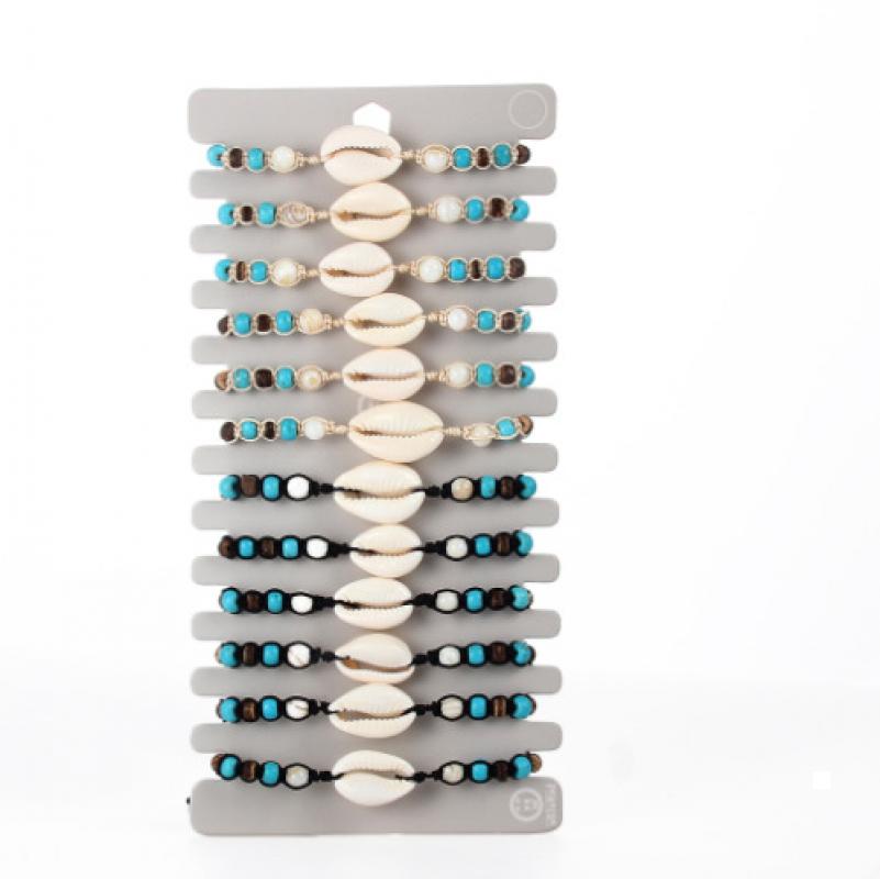 1 card square blue bead shell bracelet 9110-AI0404