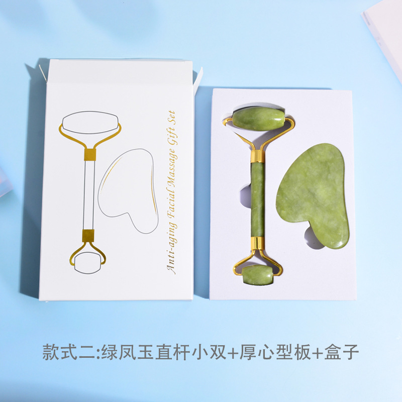 Green Phoenix Jade straight bar small double   thick heart-shaped plate   gift box