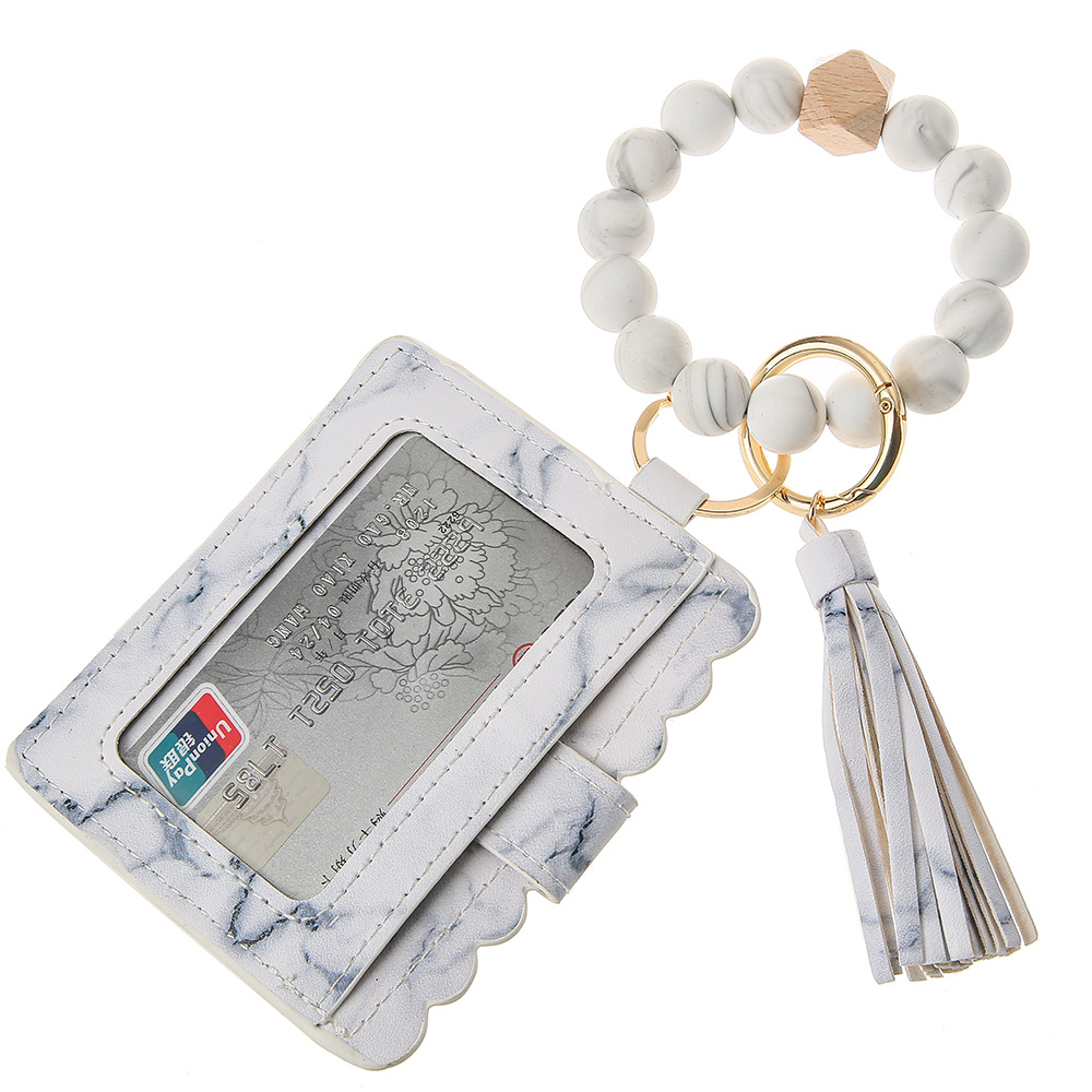 6:1 Marble Silicone Bead Bracelet Card Case Key Ring B15-020