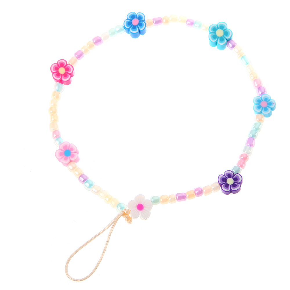 1 flower plastic beaded mobile phone chain (color