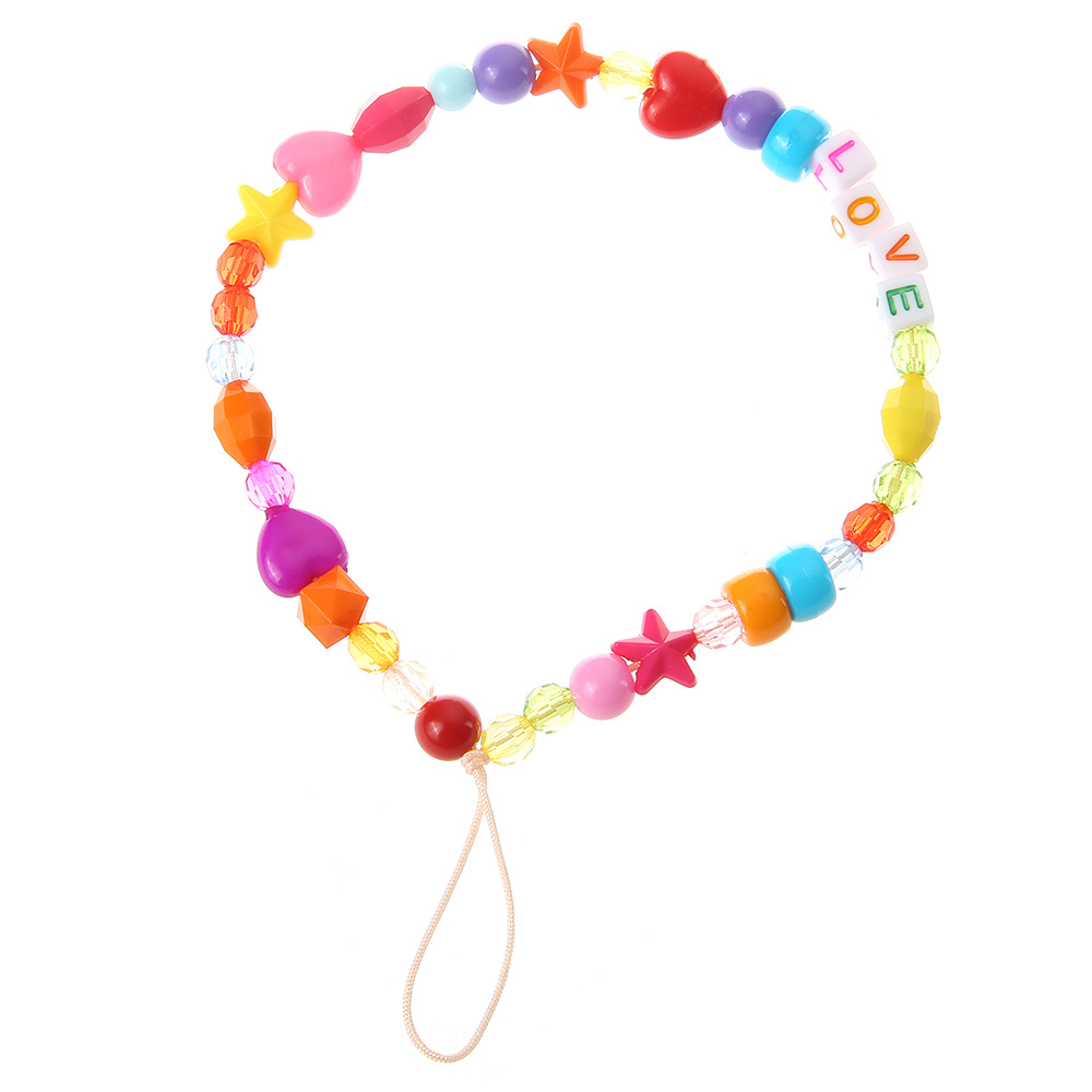 1 LOVE plastic beaded mobile phone chain (color ma