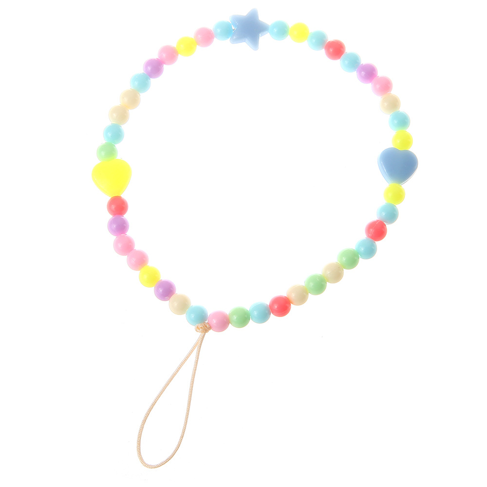1 spring color plastic beaded mobile phone chain (Random color)