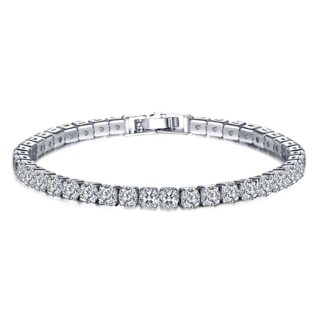 Two rows of platinum plated bracelets