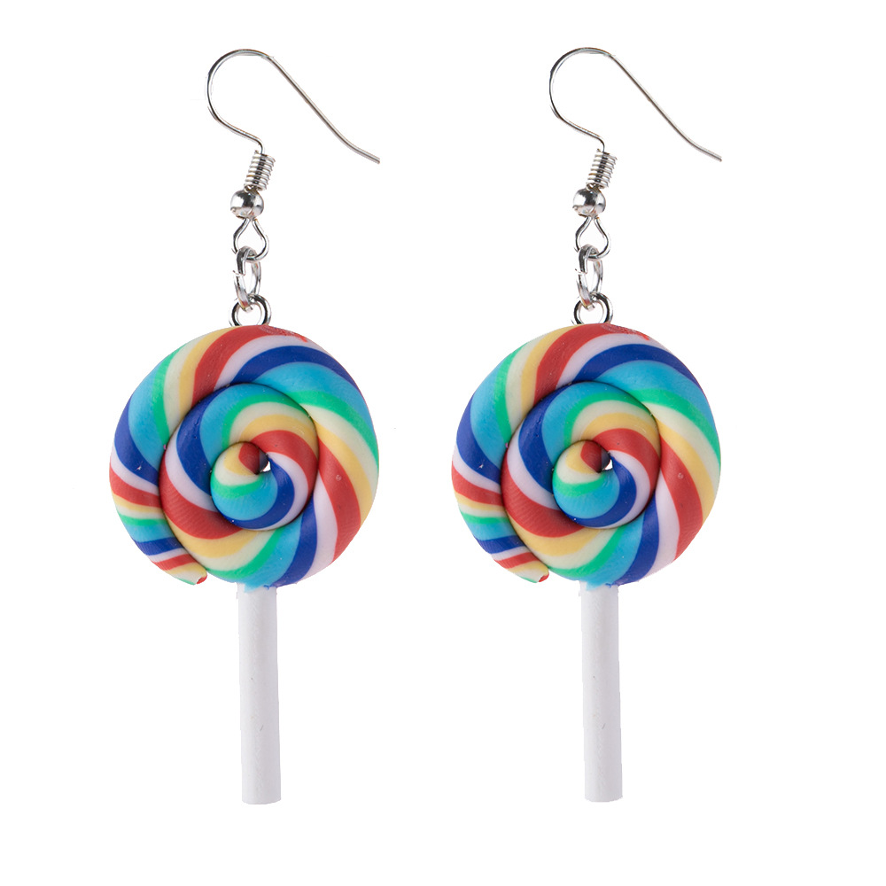 1 of shallow color soft clay lollipop earrings