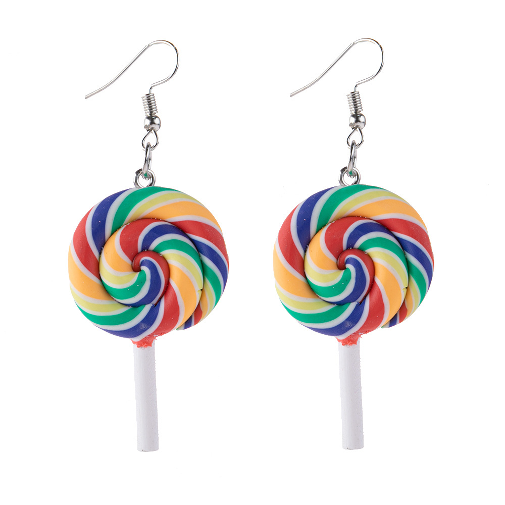 1:White color terra-cotta lollipop earrings