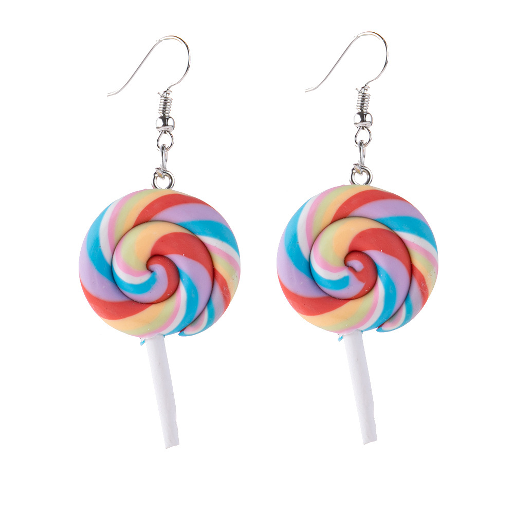 2:1 pair of pastel terra cotta lollipop earrings