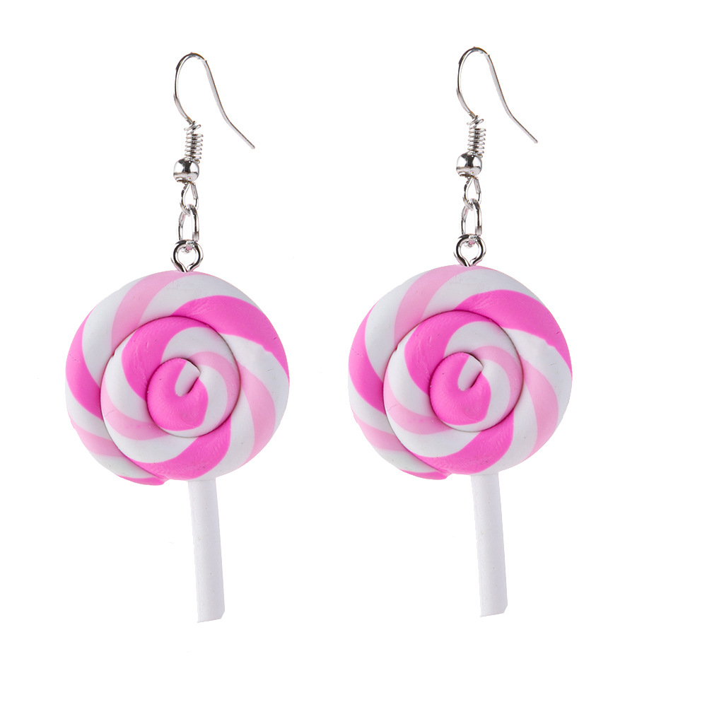 1 pair of powder-white terra-cotta lollipop earrings