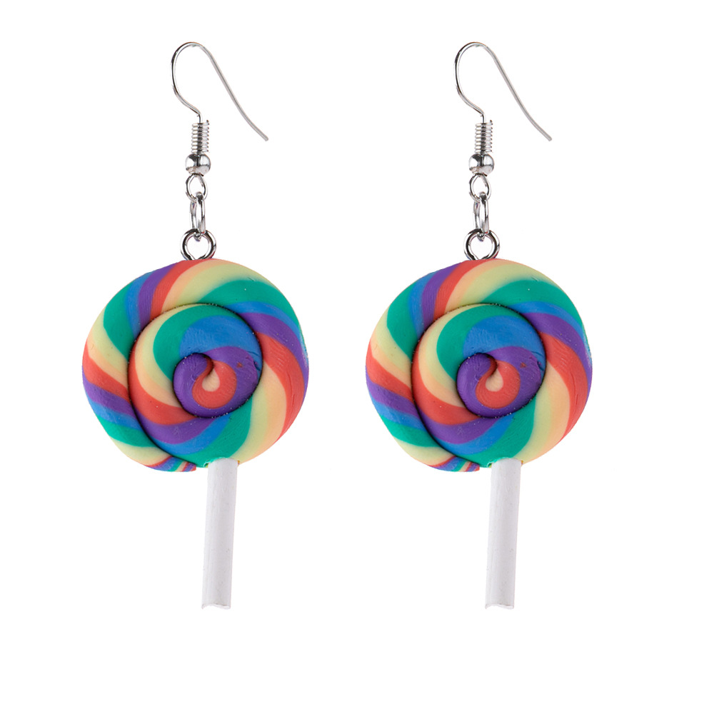 4:1 pair of dark color terra-cotta lollipop earrings
