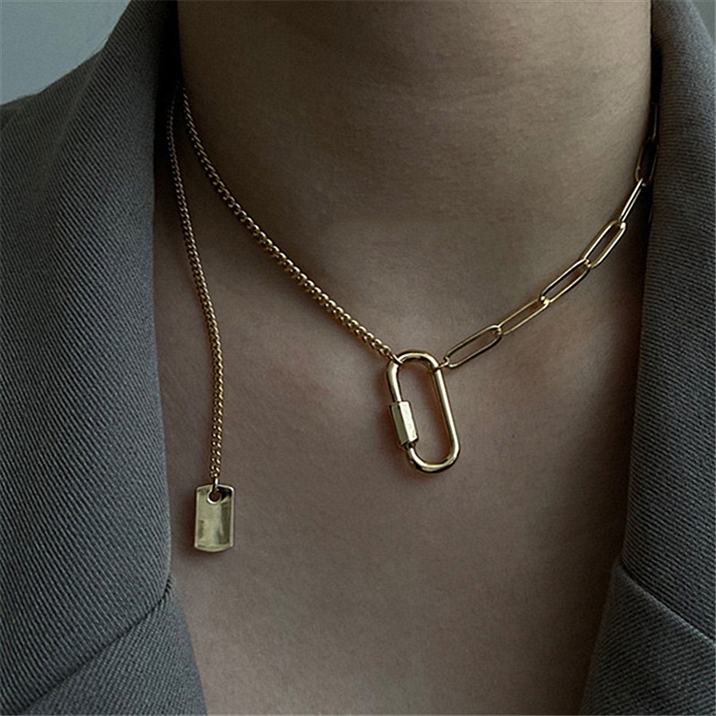 14:Titanium steel hollow geometry necklace