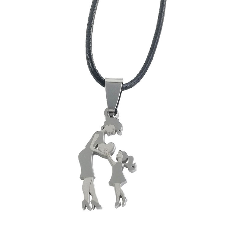 Silver pendant   leather rope