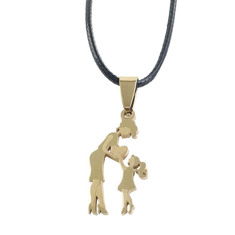 Gold pendant   leather rope