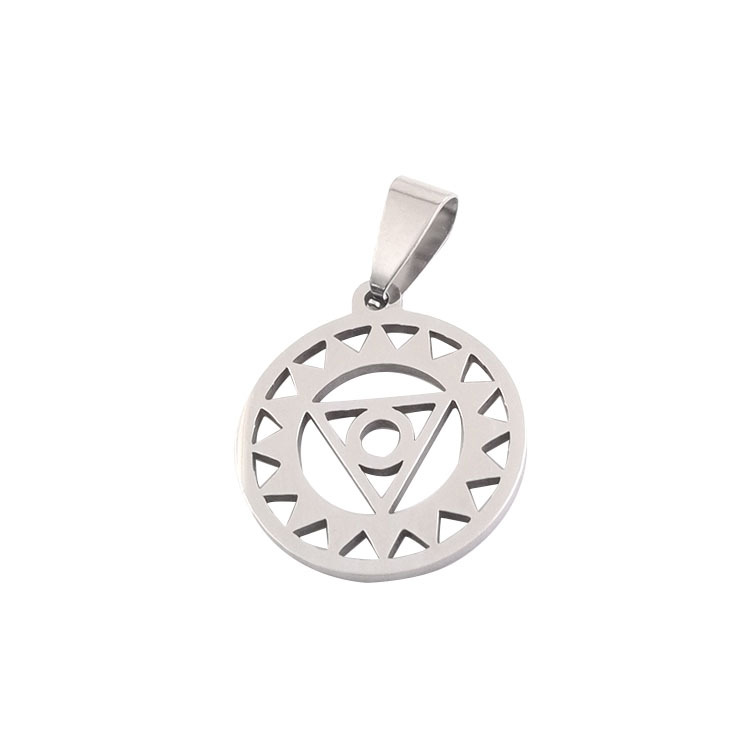 Silver Throat Wheel Pendant   Leather Rope