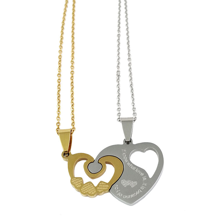 Couple pendant   gold and silver O chain