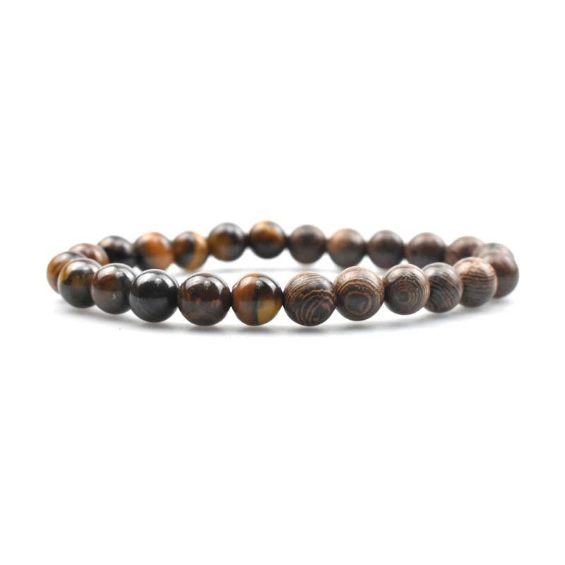 Tiger's eye stone  wooden beads
