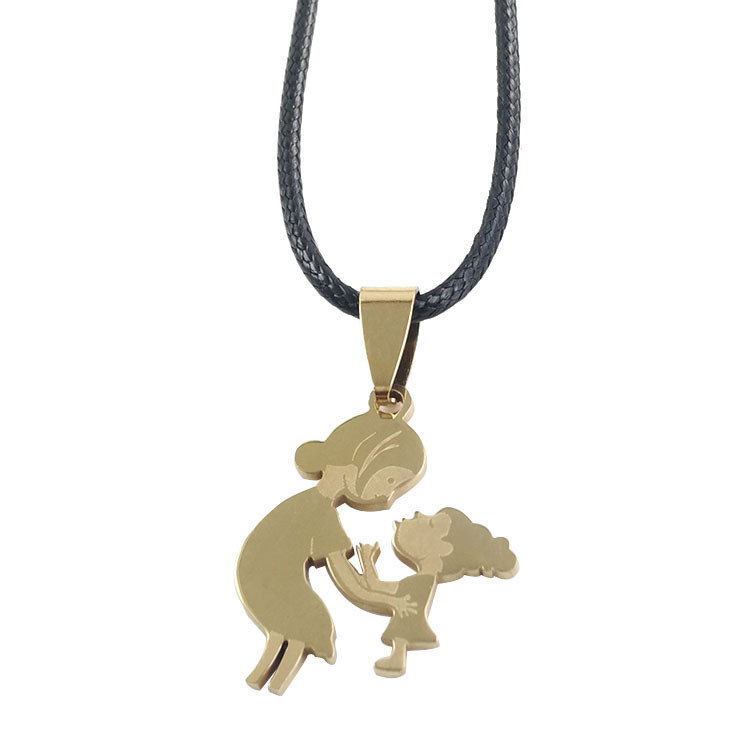 6:Gold pendant   leather rope