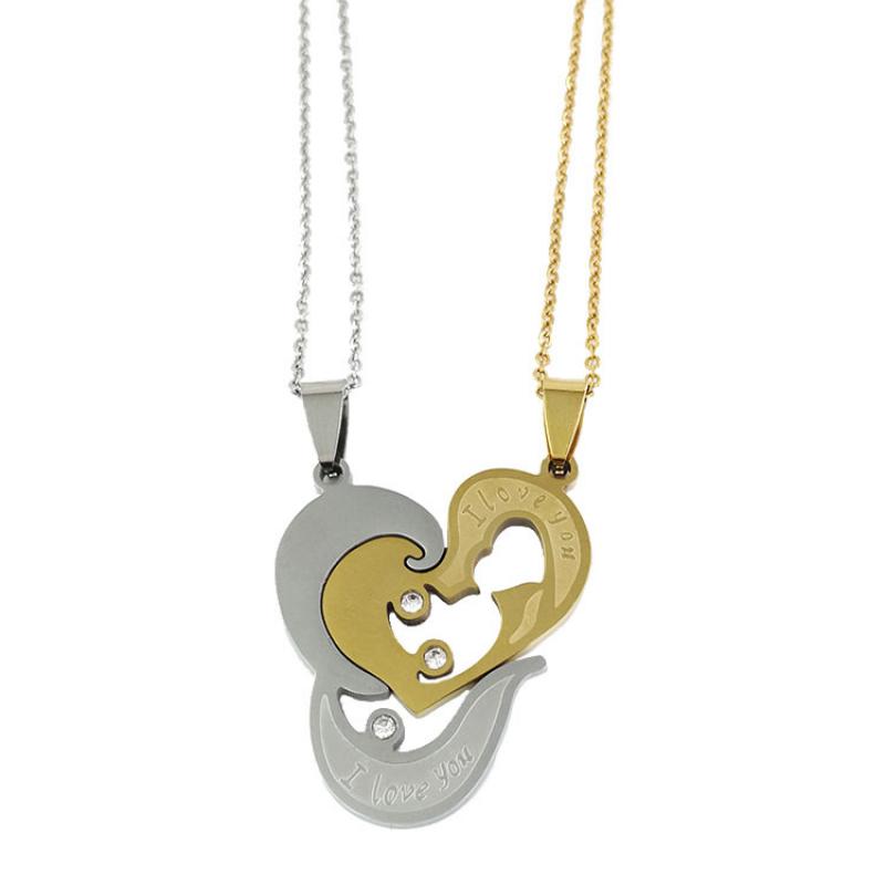 Couple pendant + gold and silver O chain