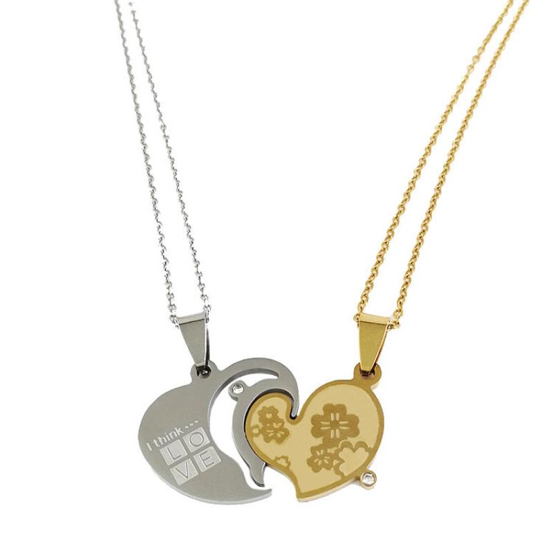 Couple pendant + gold and silver O chain