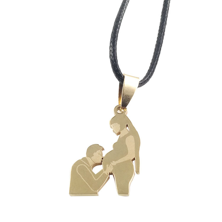 6:Gold pendant   leather rope