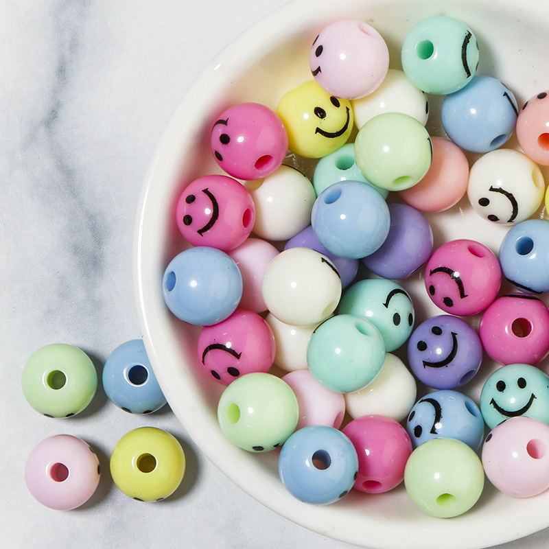 10mm light-colored smiling face beads (50 pcs/pack