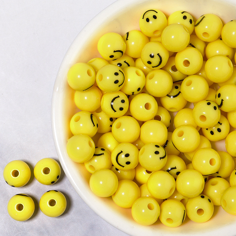 8mm yellow smiley beads (50 pcs/pack)