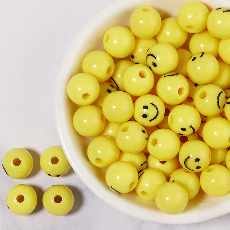 10mm yellow smiley beads (50 pcs/pack)