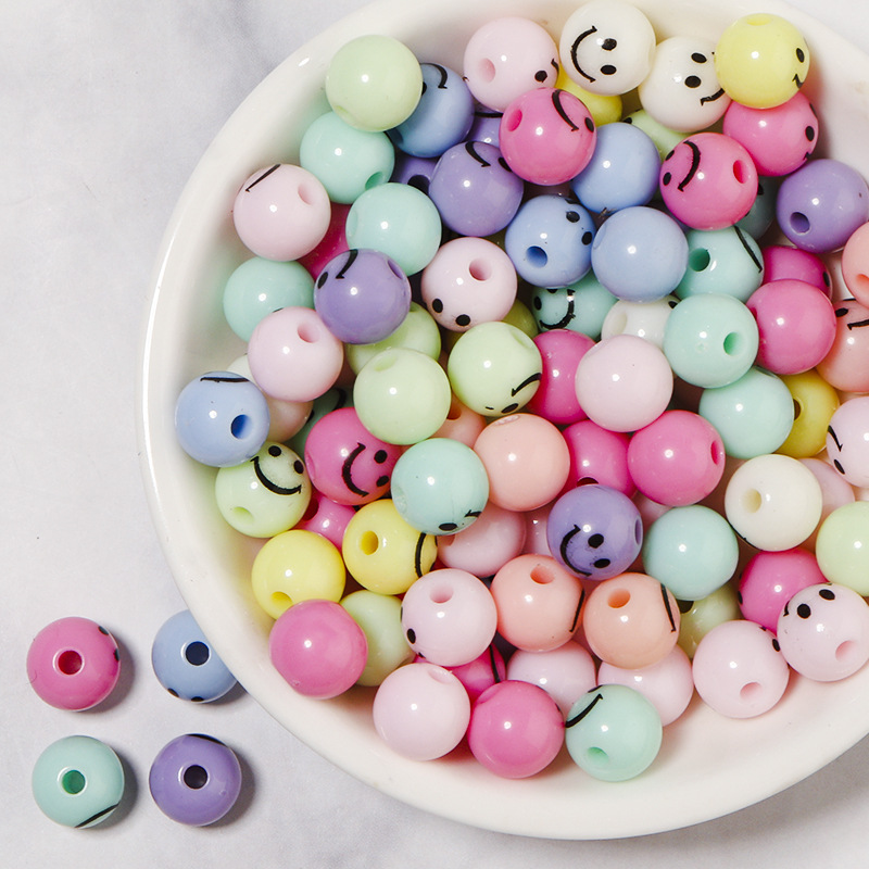 8mm light-colored smiling face beads (50 pcs/pack)