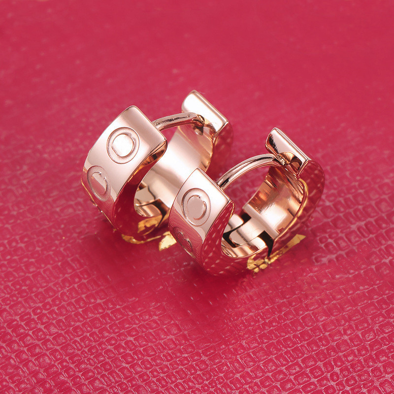 2:Large rose gold without diamond. Card stud earrings