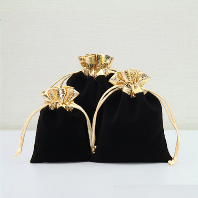 Gold flannelette bag black