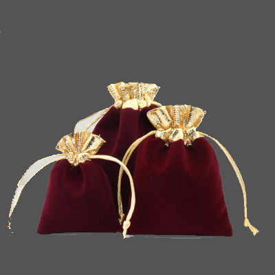 13:Gold flannelette bag wine red