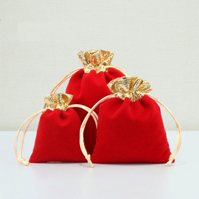 12:Gold flannelette bag red
