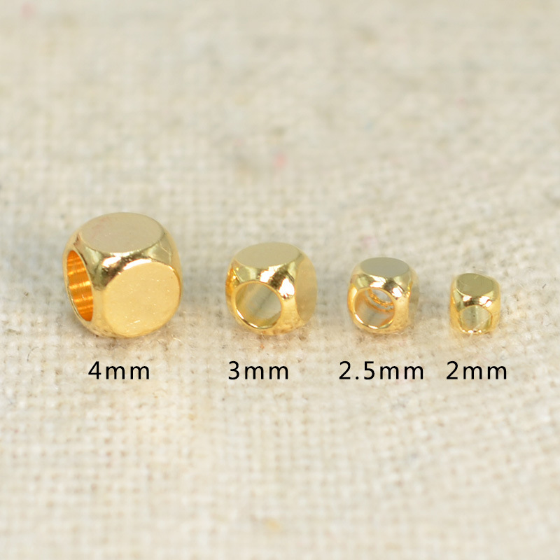 real gold plated 2x2mm, hole 1.4mm