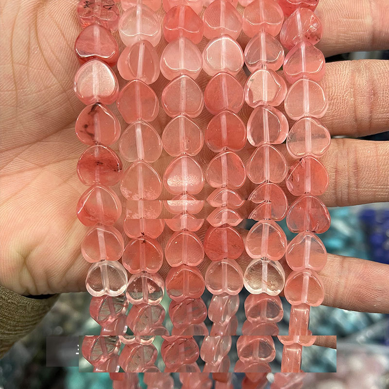 Synthetic red crystal flat heart shape