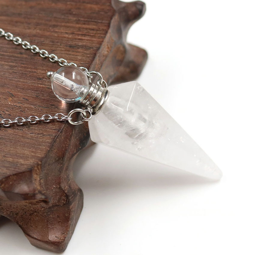 White crystal perfume bottle pendant necklace